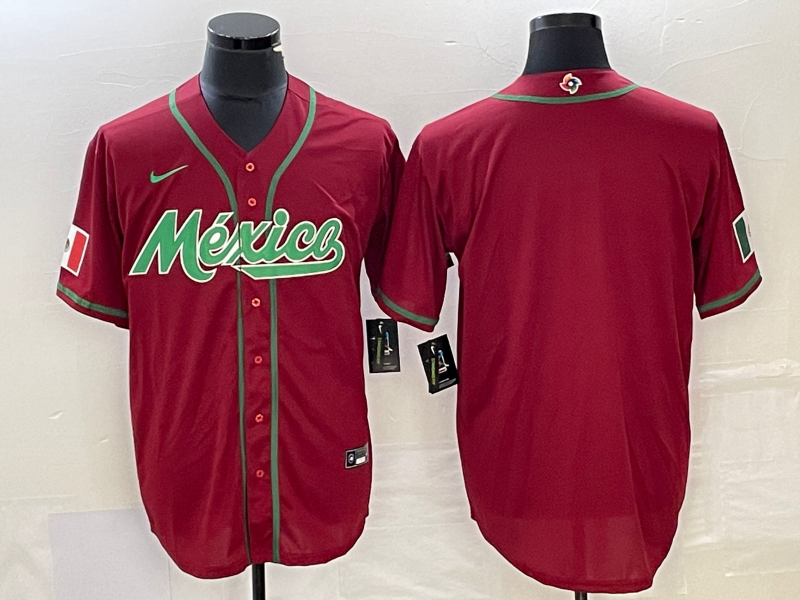 Men's Mexico Baseball Blank Red 2023 World Baseball Classic Stitched Jersey Men's Mexico Baseball Blank Red 2023 World Baseball Classic Stitched Jersey